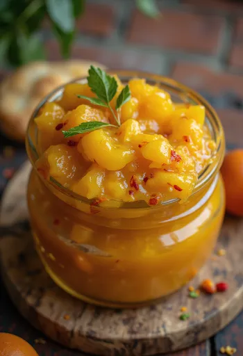 Sterk mangochutney servert med nanbrød
