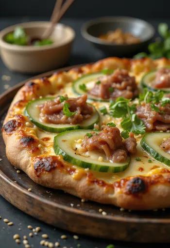 Peking Duck Pizza med kinesisk pekingand og hoisinsaus