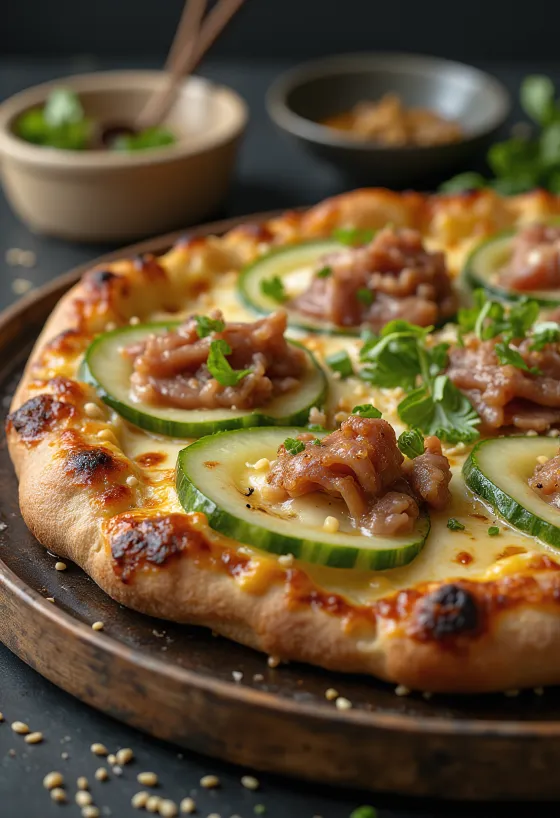 Peking Duck Pizza med kinesisk pekingand og hoisinsaus