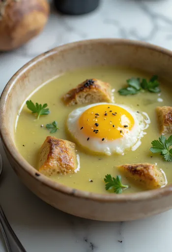 Açorda med hvitløk, portugisisk brødsuppe med egg