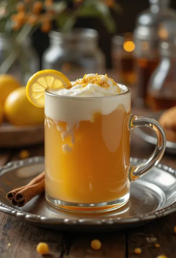 Cider med lindeblomst servert i varmebestandig glass