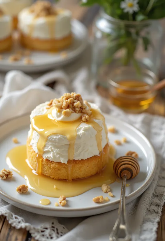 Gresk yoghurtkake i elegant servering