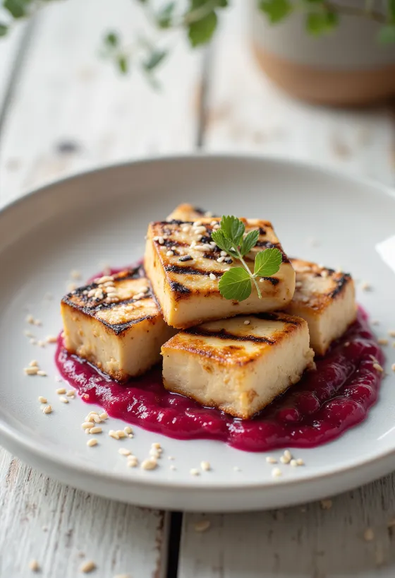 Grillet tofu med rødbetesaus
