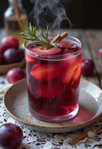 Plommecider servert i glass