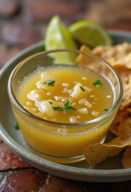 Tequila-lime-saus servert i glass