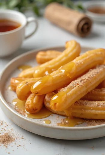 Churros med honning gyllenbrune churros servert med honningsaus