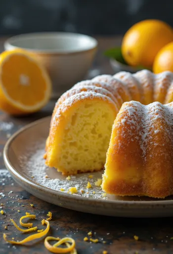 Sitron- og appelsinformkake servert