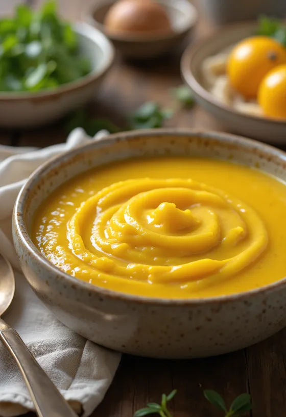 Fruktig currysaus servert