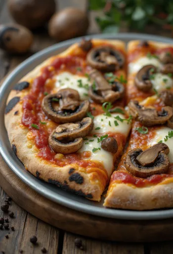 Pizza ai Funghi di Bosco med skogsopp og mozzarella
