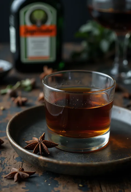 Hjemmelaget Jägermeister på flaske