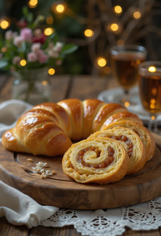 Bejgli med marsipan, gyllenbrun skorpe og rikt fyll