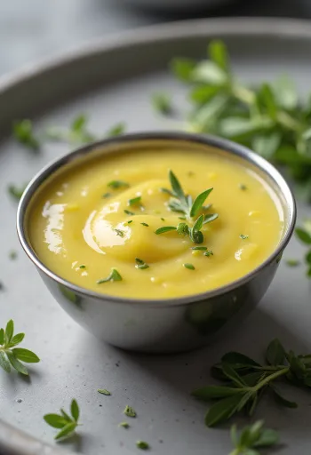 Estragon- og sitronsmørsaus servert til fisk