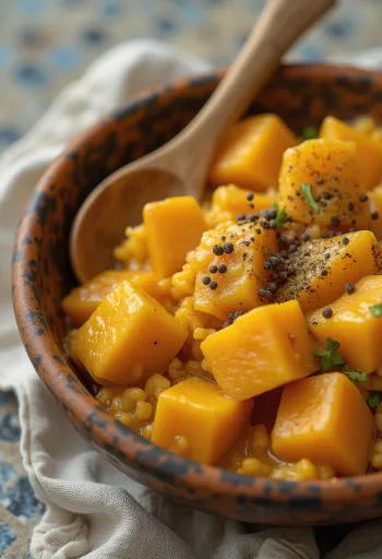 Gresskarcurry med søtpotet servert
