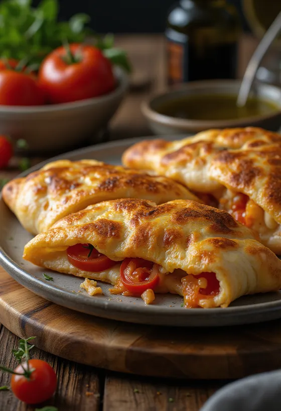 Nystekt basilikum-tomat calzone