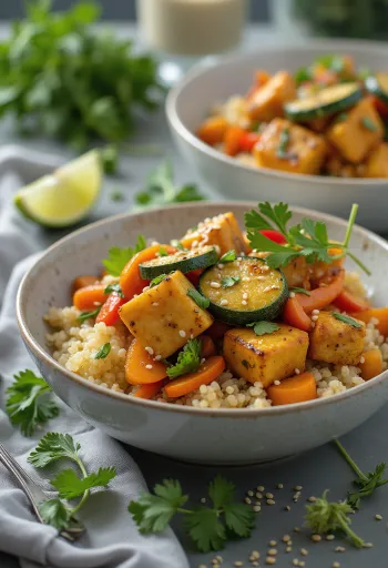 Tofu-wok med karri-quinoa