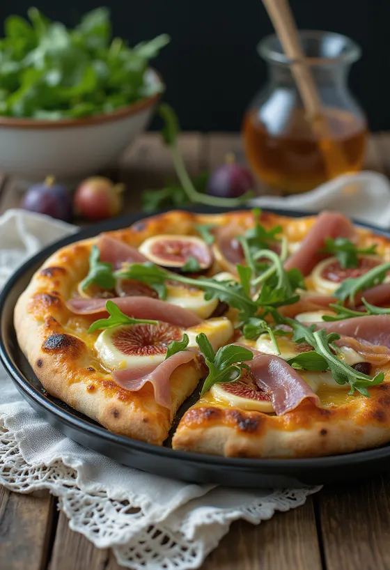 Nygrillet pizza med fiken og prosciutto