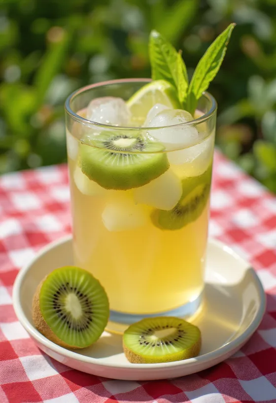 Iset kiwicider servert med lime