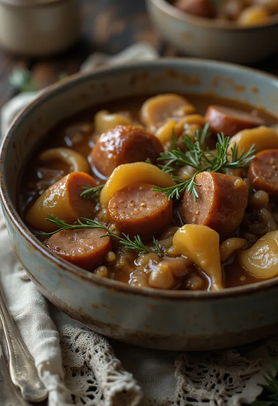 Bigos servert i en tradisjonell skål