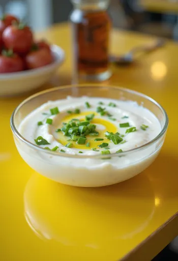 Tyrkisk yoghurtsaus i hvit skål