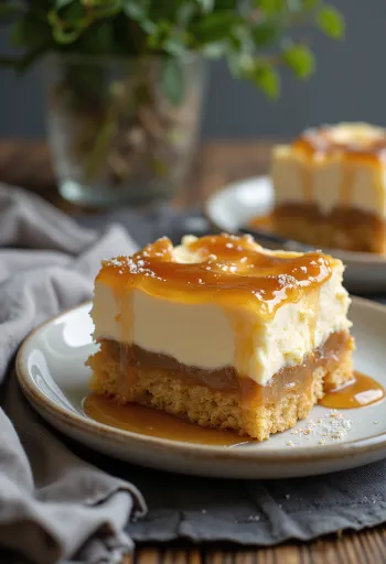 Karamellkake med gyllenbrun bunn og kremet karamellag