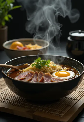 Biff ramen servert med storfekjøtt