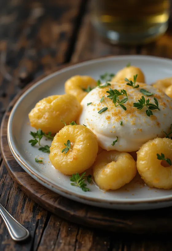 Gnocchi med vinsaus servert