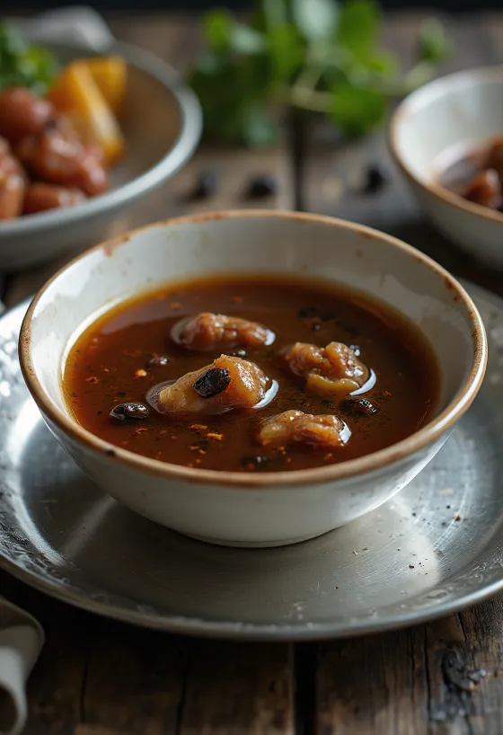 Adobo-saus servert med grillet kylling og ris