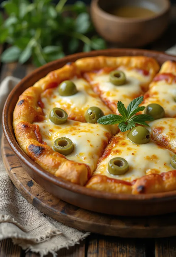 Pizza Argentina med tykk bunn, mozzarella og tomatsaus