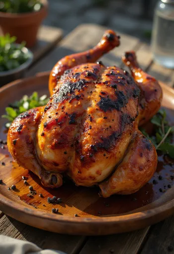 BBQ grillet kylling servert
