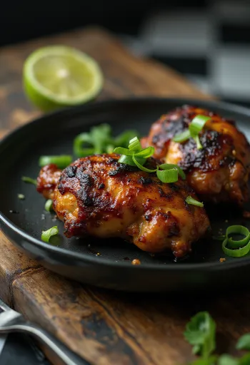 Jerk-kylling servert med lime og salat