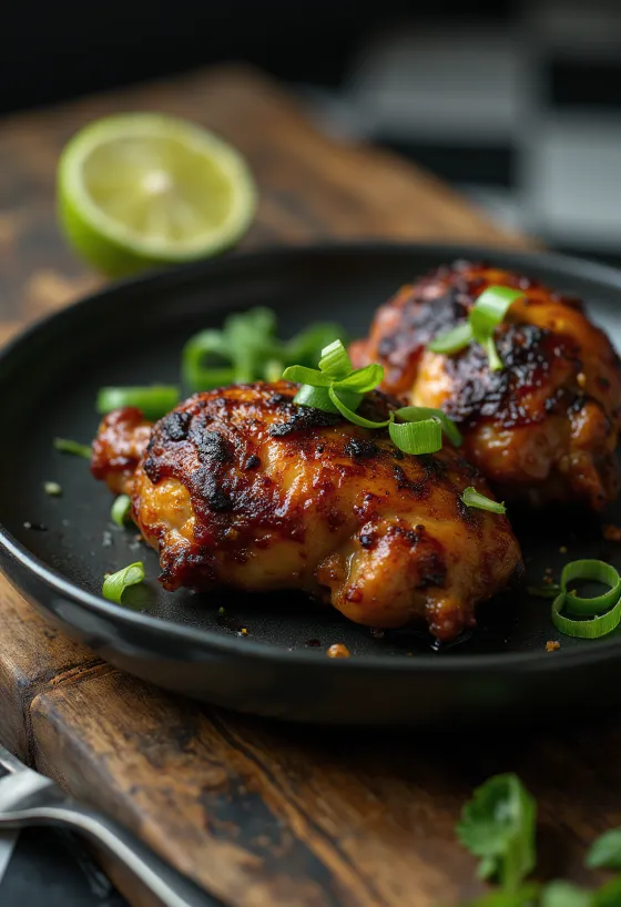 Jerk-kylling servert med lime og salat