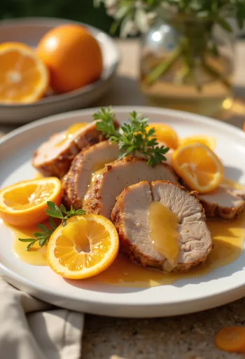 Andebryst servert i appelsinsaus