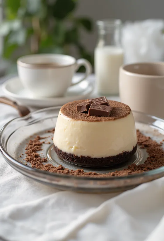 Kaffe panna cotta-kake servert i stykker