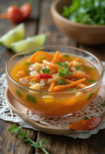 Nuoc cham saus servert i skål