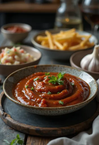 Røkt hvitløks-BBQ-saus servert