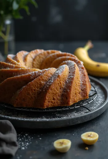 Bananformkake servert