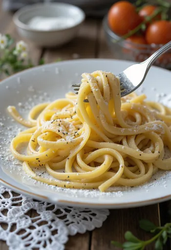 Fersk pasta med valmuefrø drysset med melis, rikelig dekket med valmuefrø
