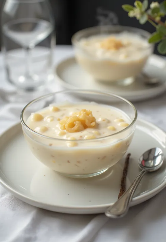 Tapiokapudding med vanilje og melk, i en kremet konsistens