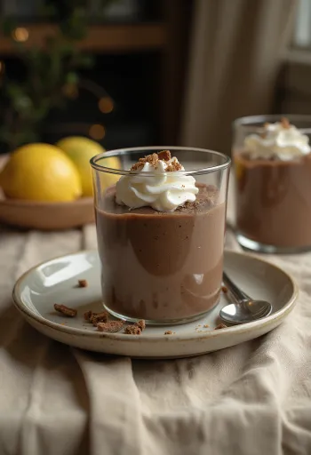 Sitron- og sjokolademousse servert i glass