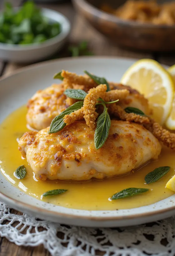 Kylling med salvie, sprøtt skinn og ferske urter