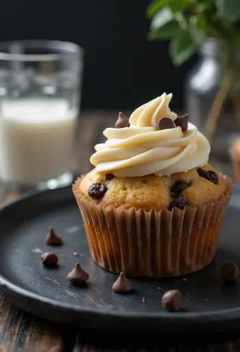 Cupcakes med sjokoladebiter servert