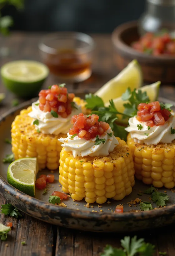 Elote med salsa – fersk mais servert med salsasaus, rømme og koriander
