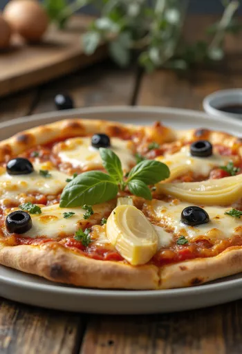 Pizza ai Carciofi e Olive med artisjokk og oliven