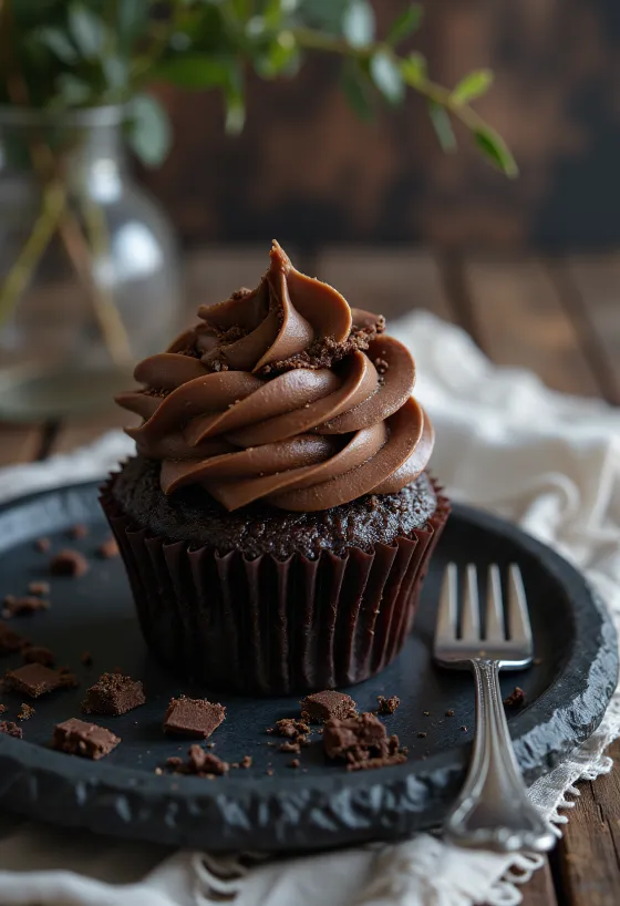 Sjokoladecupcakes med rik sjokoladekrem
