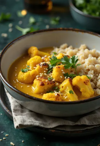 Blomkål- og quinoakarri med tofu