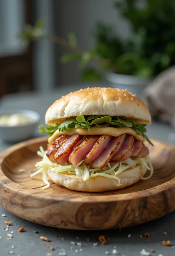 Bao bun med wasabi og tunfisk servert