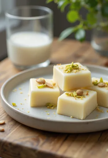 Klassisk Barfi servert med mandler og safransmak