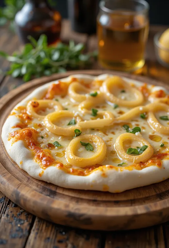 Pizza ai Cipollotti med vårløk og ost