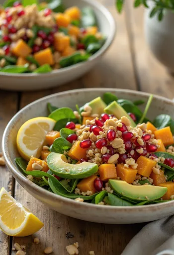 Fargerik buddhabowle med bakt gresskar og peanøtter