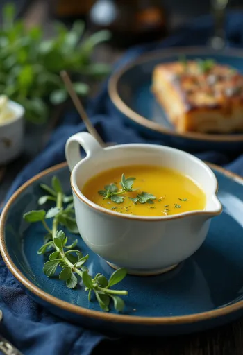 Estragon- og honning-smørsaus servert